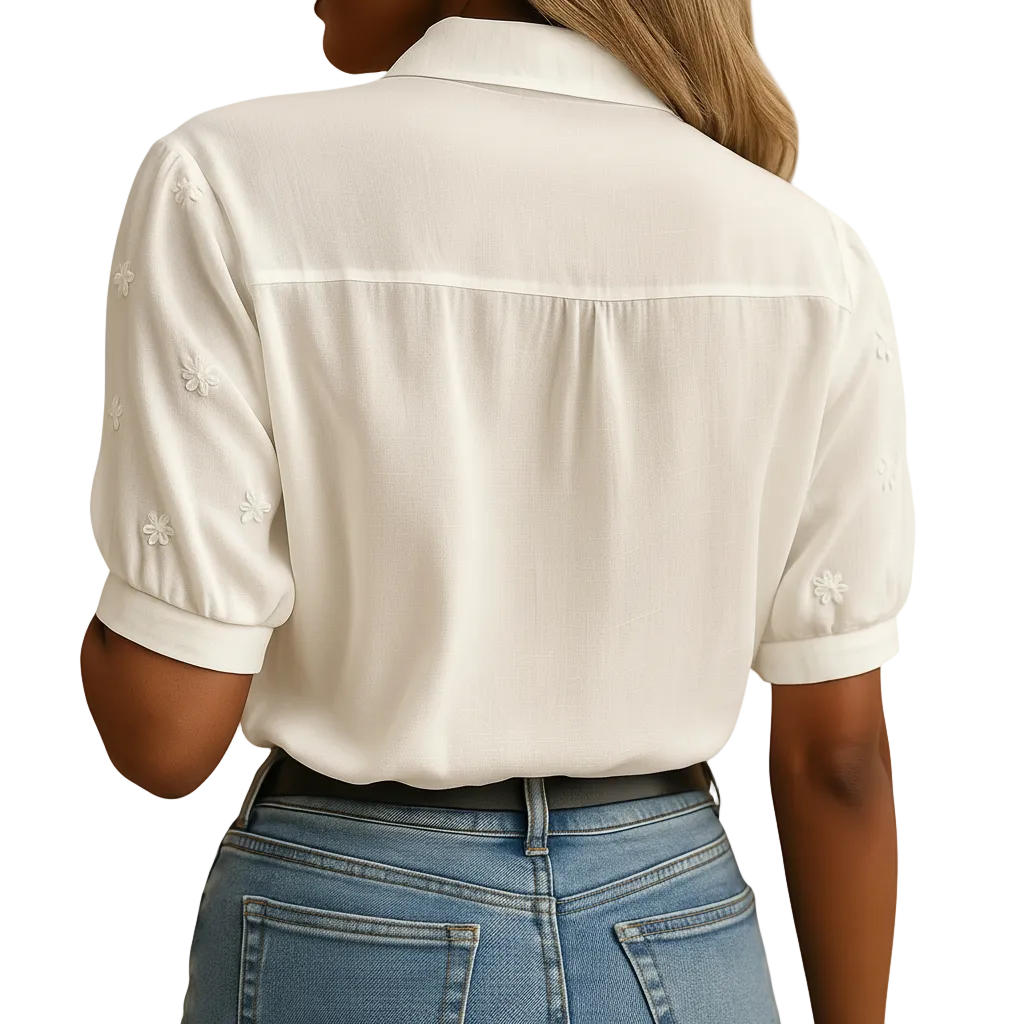 Women’s classic collar white button blouse