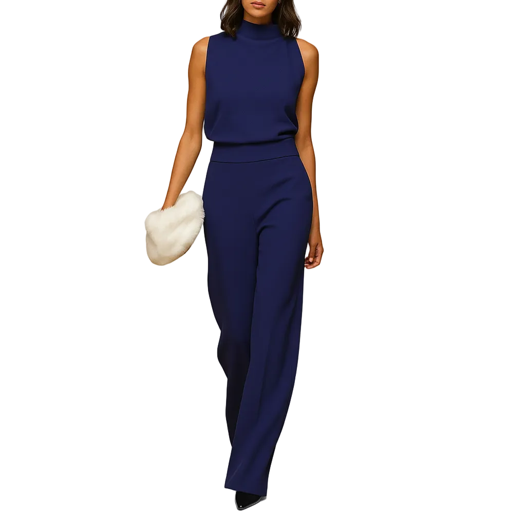 Women’s halter-neck wide-leg jumpsuit with high waist
