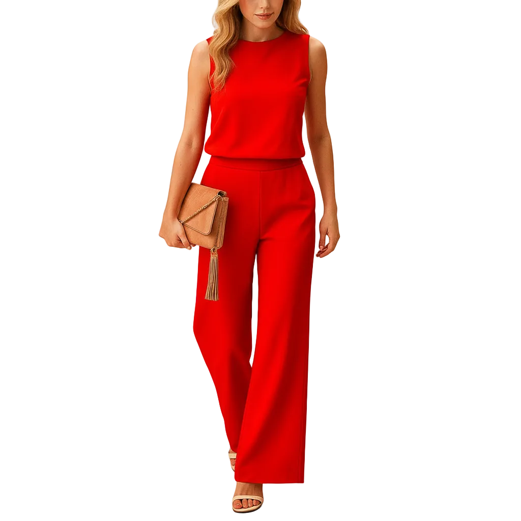 Women’s elegant mid-waist jumpsuit outfit