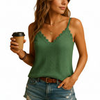 Women’s casual sleeveless lace trim blouse