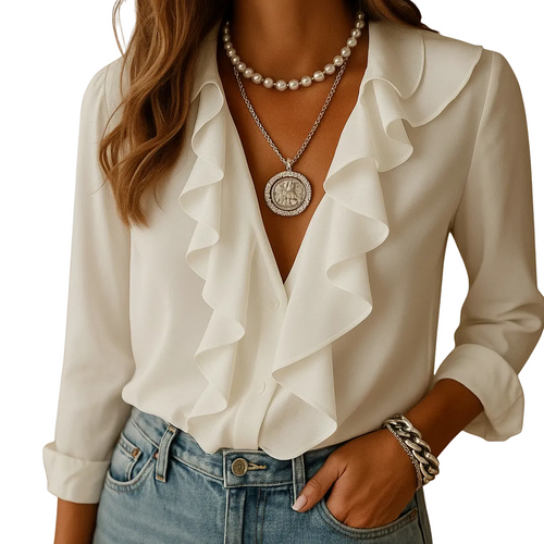 Women's butterfly print sleeveless V-neck blouse