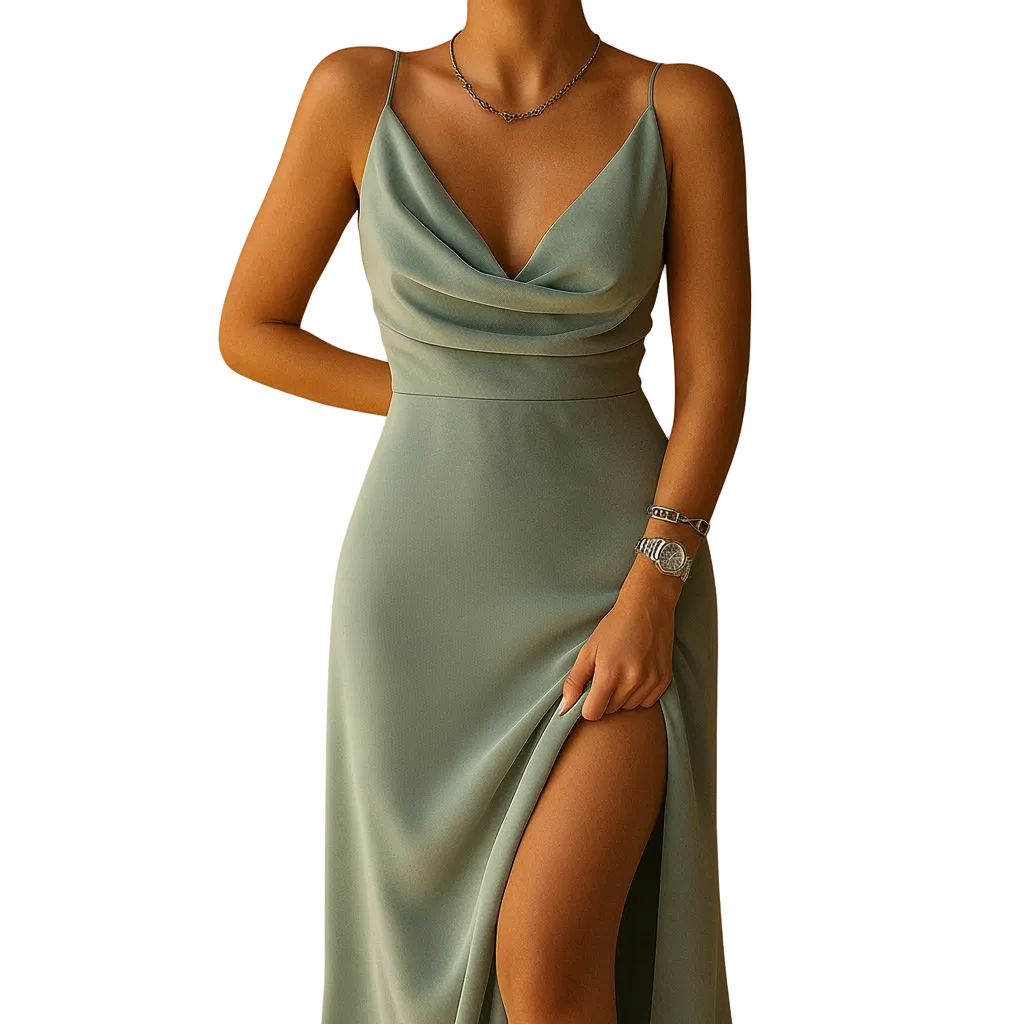 Women’s elegant V-neck maxi dress for formal events