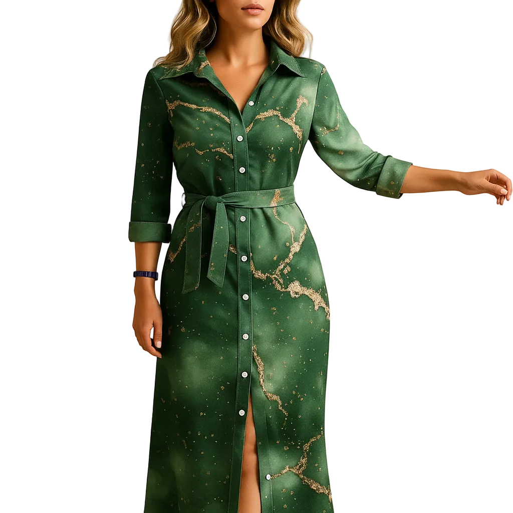 Women’s elegant flowing midi dress outfit