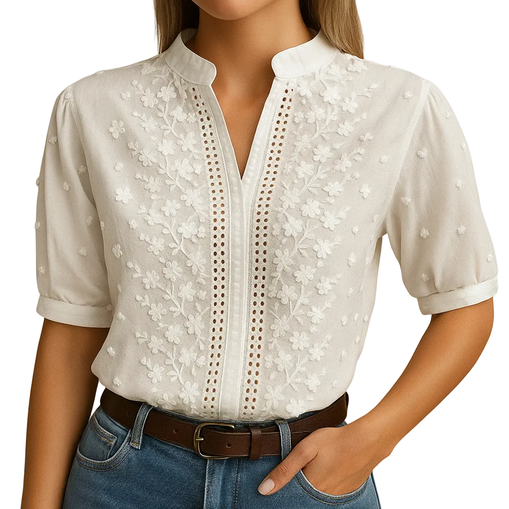 Women’s elegant white office blouse long sleeve