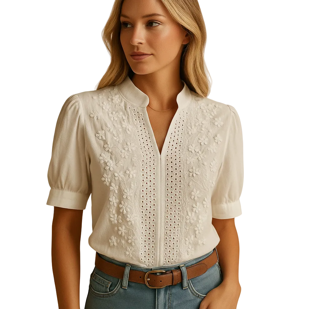 Women’s white classic collar long sleeve button up blouse
